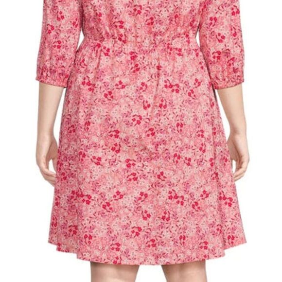 TERRA & SKY Fit & Flare Button Front Dress Womens Size 14W Pink Red Floral NWT - Picture 13 of 15